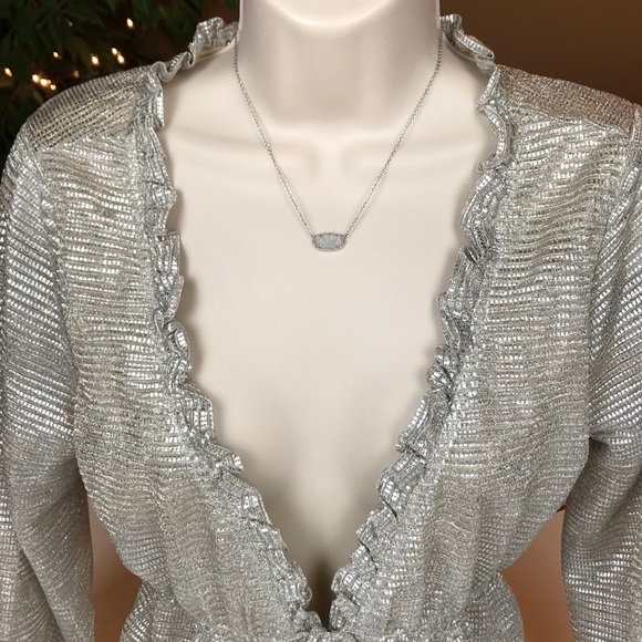 NWT LINE + DOT SPARKLY SILVER & BEIGE SWEATER SZ M - Picture 9 of 16